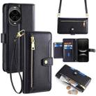 For Huawei nova 14 5G Sheep Texture Cross-body Zipper Wallet Leather Phone Case(Black) - 1