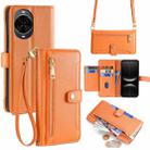For Huawei nova 14 5G Sheep Texture Cross-body Zipper Wallet Leather Phone Case(Orange) - 1