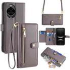 For Huawei nova 14 5G Sheep Texture Cross-body Zipper Wallet Leather Phone Case(Grey) - 1