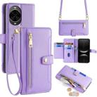 For Huawei nova 14 5G Sheep Texture Cross-body Zipper Wallet Leather Phone Case(Purple) - 1