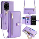 For Huawei nova 14 Pro 5G Sheep Texture Cross-body Zipper Wallet Leather Phone Case(Purple) - 1