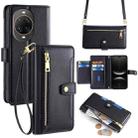 For Huawei nova 14 Ultra 5G Sheep Texture Cross-body Zipper Wallet Leather Phone Case(Black) - 1