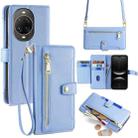 For Huawei nova 14 Ultra 5G Sheep Texture Cross-body Zipper Wallet Leather Phone Case(Blue) - 1