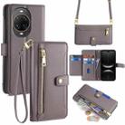 For Huawei nova 14 Ultra 5G Sheep Texture Cross-body Zipper Wallet Leather Phone Case(Grey) - 1