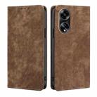 For OPPO A1 5G RFID Anti-theft Brush Magnetic Leather Phone Case(Brown) - 1