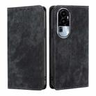 For OPPO Reno10 5G RFID Anti-theft Brush Magnetic Leather Phone Case(Black) - 1