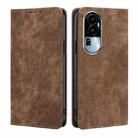 For OPPO Reno10 5G RFID Anti-theft Brush Magnetic Leather Phone Case(Brown) - 1