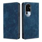 For OPPO Reno10 5G RFID Anti-theft Brush Magnetic Leather Phone Case(Blue) - 1