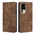 For OPPO Reno10 Pro 5G RFID Anti-theft Brush Magnetic Leather Phone Case(Brown) - 1