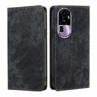 For OPPO Reno10 Pro+ 5G RFID Anti-theft Brush Magnetic Leather Phone Case(Black) - 1