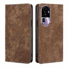 For OPPO Reno10 Pro+ 5G RFID Anti-theft Brush Magnetic Leather Phone Case(Brown) - 1