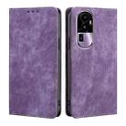 For OPPO Reno10 Pro+ 5G RFID Anti-theft Brush Magnetic Leather Phone Case(Purple) - 1