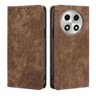 For OPPO A2 Pro 5G RFID Anti-theft Brush Magnetic Leather Phone Case(Brown) - 1
