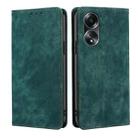 For OPPO A58 4G RFID Anti-theft Brush Magnetic Leather Phone Case(Green) - 1