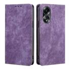 For OPPO A58 4G RFID Anti-theft Brush Magnetic Leather Phone Case(Purple) - 1