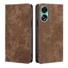 For OPPO A78 4G RFID Anti-theft Brush Magnetic Leather Phone Case(Brown) - 1