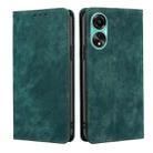 For OPPO A78 4G RFID Anti-theft Brush Magnetic Leather Phone Case(Green) - 1