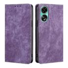 For OPPO A78 4G RFID Anti-theft Brush Magnetic Leather Phone Case(Purple) - 1