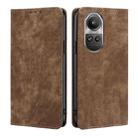 For OPPO Reno10 5G / Reno10 Pro 5G Global RFID Anti-theft Brush Magnetic Leather Phone Case(Brown) - 1