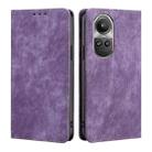 For OPPO Reno10 5G / Reno10 Pro 5G Global RFID Anti-theft Brush Magnetic Leather Phone Case(Purple) - 1
