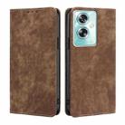 For OPPO A79 5G RFID Anti-theft Brush Magnetic Leather Phone Case(Brown) - 1