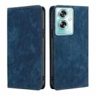 For OPPO A79 5G RFID Anti-theft Brush Magnetic Leather Phone Case(Blue) - 1