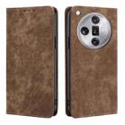 For OPPO Find X7 Ultra 5G RFID Anti-theft Brush Magnetic Leather Phone Case(Brown) - 1