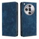 For OPPO Find X7 Ultra 5G RFID Anti-theft Brush Magnetic Leather Phone Case(Blue) - 1