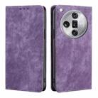 For OPPO Find X7 Ultra 5G RFID Anti-theft Brush Magnetic Leather Phone Case(Purple) - 1
