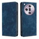 For OPPO Find X7 5G RFID Anti-theft Brush Magnetic Leather Phone Case(Blue) - 1