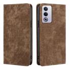 For OPPO A3 Pro 5G India RFID Anti-theft Brush Magnetic Leather Phone Case(Brown) - 1