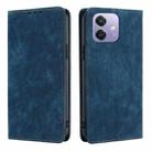 For OPPO A3 5G India RFID Anti-theft Brush Magnetic Leather Phone Case(Blue) - 1