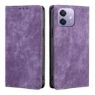 For OPPO A3 5G India RFID Anti-theft Brush Magnetic Leather Phone Case(Purple) - 1