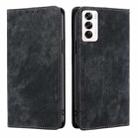 For OPPO Reno12 5G Global RFID Anti-theft Brush Magnetic Leather Phone Case(Black) - 1