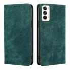 For OPPO Reno12 5G Global RFID Anti-theft Brush Magnetic Leather Phone Case(Green) - 1