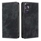 For OPPO A60 4G Global RFID Anti-theft Brush Magnetic Leather Phone Case(Black) - 1