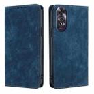 For OPPO A60 4G Global RFID Anti-theft Brush Magnetic Leather Phone Case(Blue) - 1