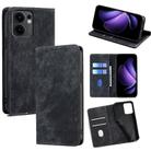 For OPPO Reno13 F 5G / 4G RFID Anti-theft Brush Magnetic Leather Phone Case(Black) - 1