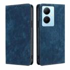 For vivo Y78 Plus 5G RFID Anti-theft Brush Magnetic Leather Phone Case(Blue) - 1