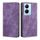 For vivo Y78 Plus 5G RFID Anti-theft Brush Magnetic Leather Phone Case(Purple) - 1