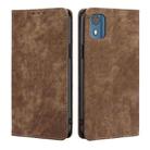 For Nokia C02 TA-1522 RFID Anti-theft Brush Magnetic Leather Phone Case(Brown) - 1