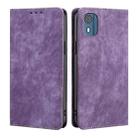 For Nokia C02 TA-1522 RFID Anti-theft Brush Magnetic Leather Phone Case(Purple) - 1