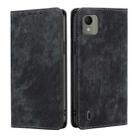 For Nokia C110 4G RFID Anti-theft Brush Magnetic Leather Phone Case(Black) - 1