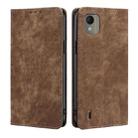 For Nokia C110 4G RFID Anti-theft Brush Magnetic Leather Phone Case(Brown) - 1