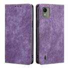 For Nokia C110 4G RFID Anti-theft Brush Magnetic Leather Phone Case(Purple) - 1