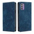 For Nokia G42 5G RFID Anti-theft Brush Magnetic Leather Phone Case(Blue) - 1