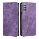 For Nokia G42 5G RFID Anti-theft Brush Magnetic Leather Phone Case(Purple) - 1