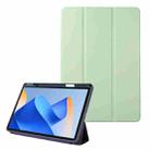 For Huawei MatePad 11 2023 Solid Color 3-folding Leather Tablet Case(Matcha Green) - 1