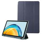 For Huawei MatePad SE Solid Color 3-folding Leather Tablet Case(Dark Blue) - 1