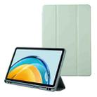 For Huawei MatePad SE Solid Color 3-folding Leather Tablet Case(Matcha Green) - 1